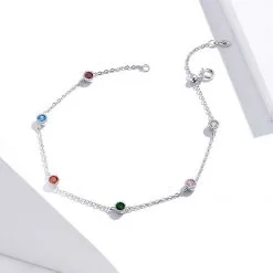 Bratara din argint cu cristale colorate rainbow