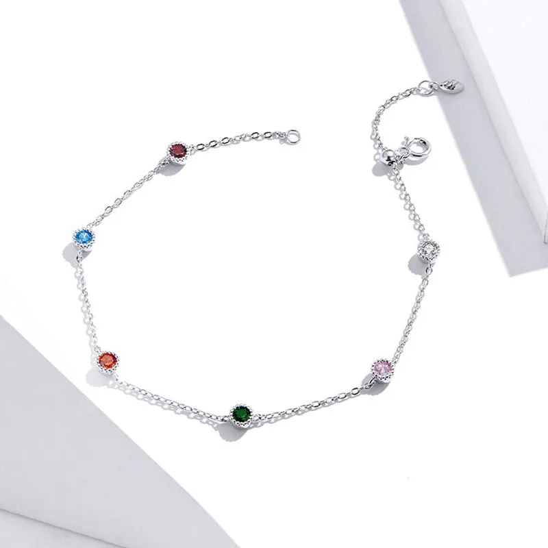 Bratara din argint cu cristale colorate rainbow