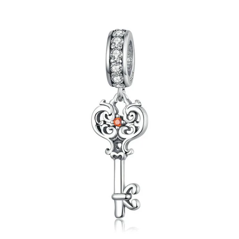 Charm din argint cruce cu cristal roz