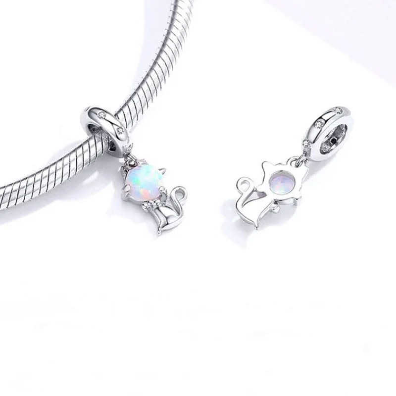 Talisman din argint opal cat pentru bratara