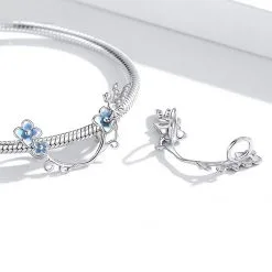 Talisman din argint safety chain zana si flori pentru bratara