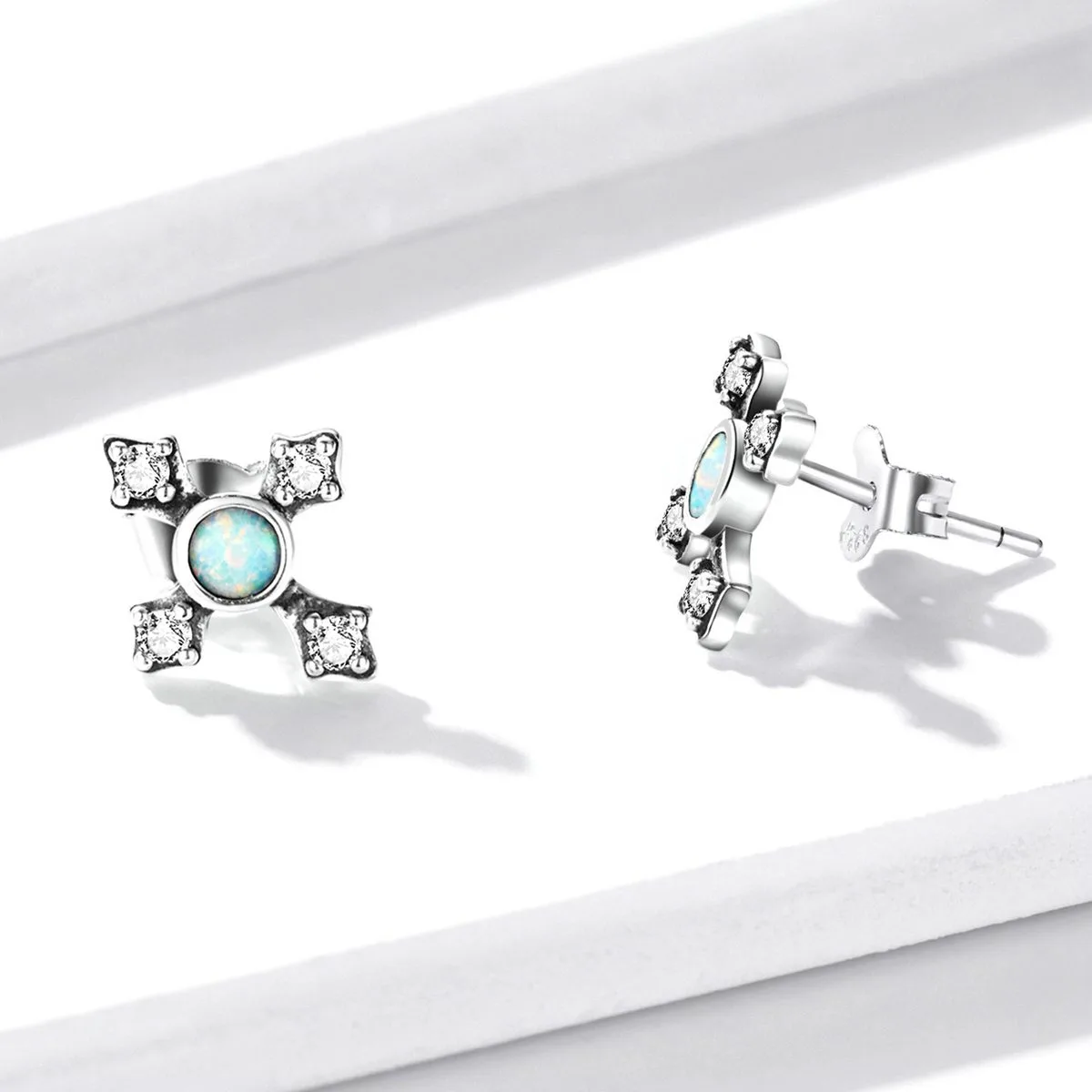 Cercei din Argint Opal Cross - imagine 3