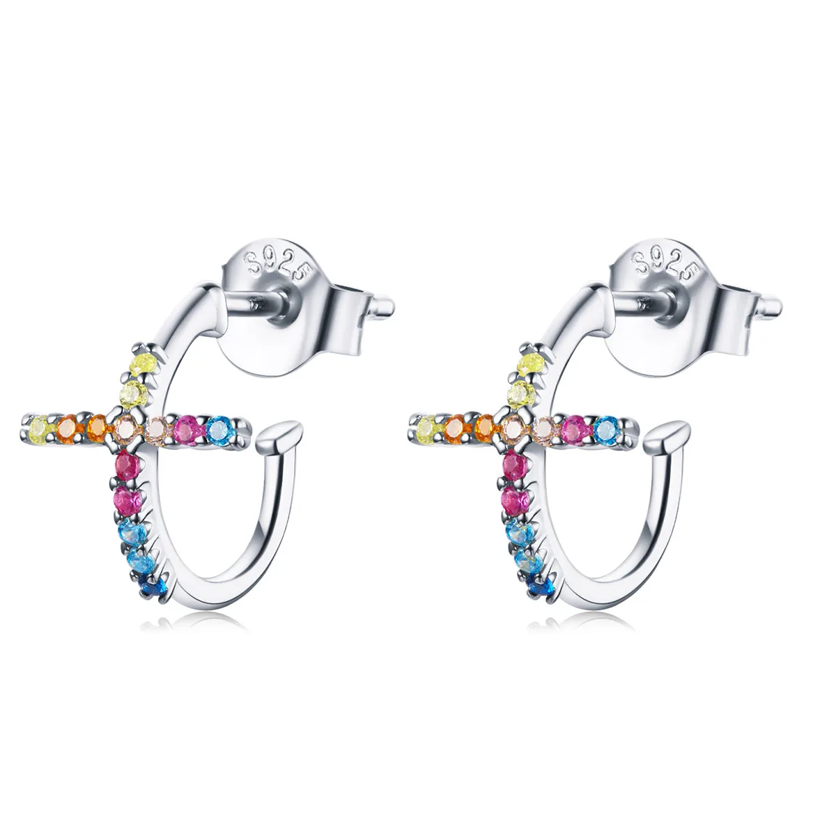 Cercei din Argint Rainbow Cross