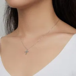 Colier din Argint cu Cruciuliță și Cristal Turcoaz - imagine 5