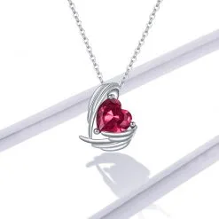 Lănțișor din Argint cu Pandantiv Rose Red Heart - imagine 5
