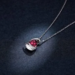 Lănțișor din Argint cu Pandantiv Rose Red Heart - imagine 3
