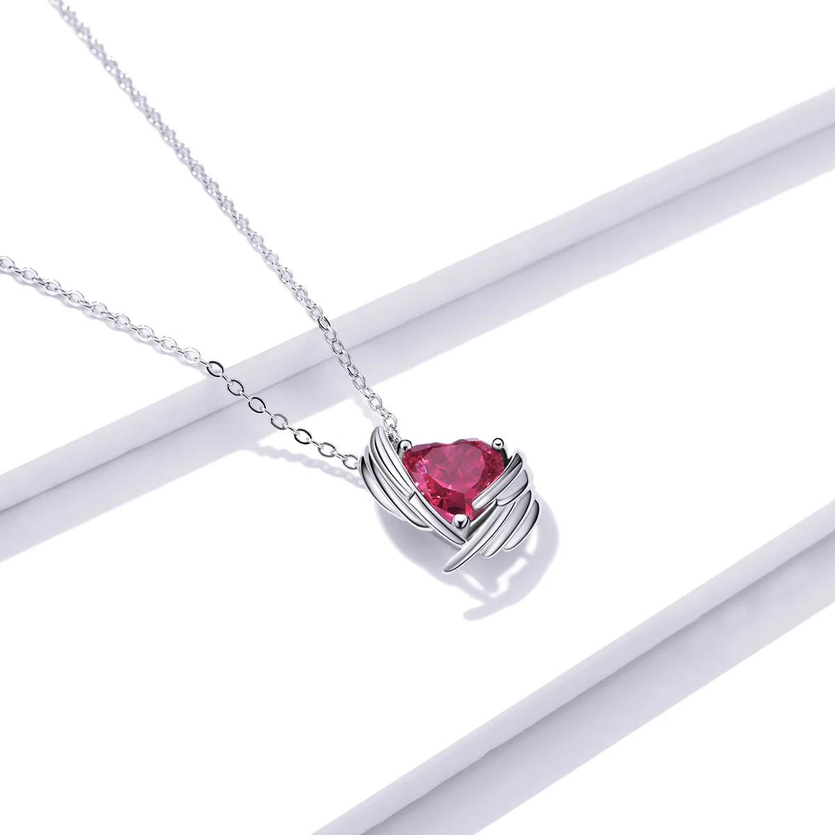 Lănțișor din Argint cu Pandantiv Rose Red Heart - imagine 4