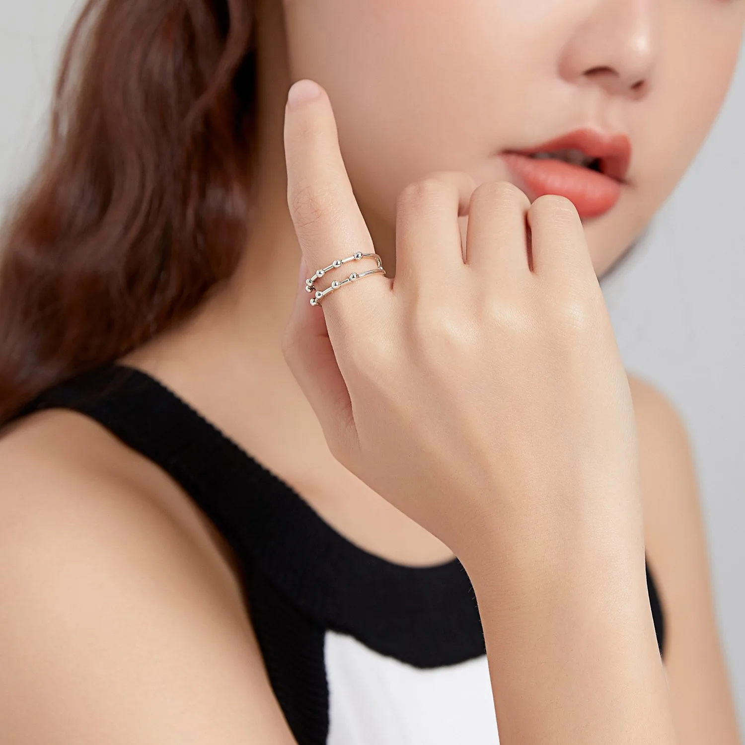 Inel Ajustabil din Argint Small Beads - imagine 4