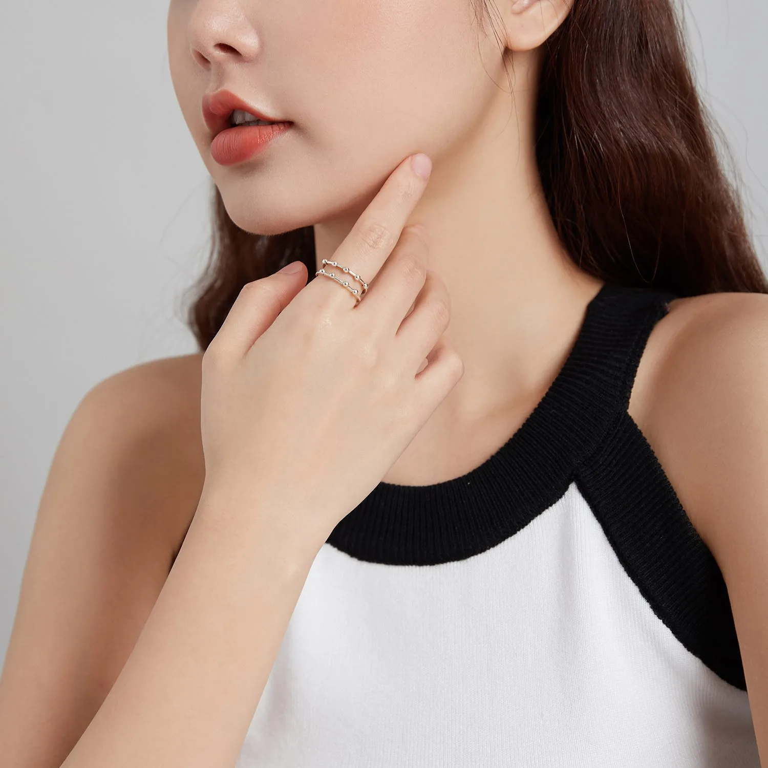 Inel Ajustabil din Argint Small Beads - imagine 7