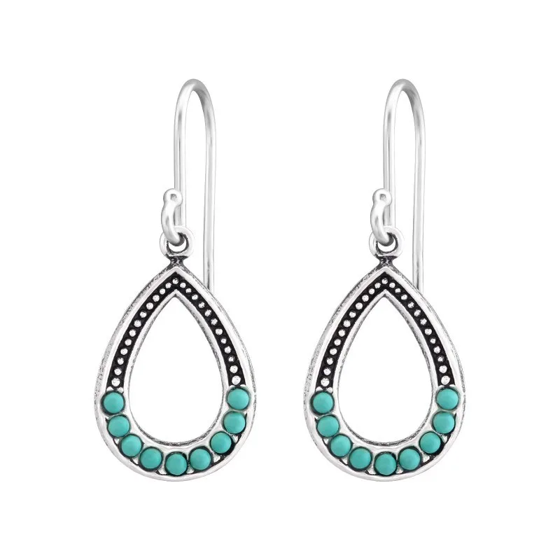 Cercei Lungi din Argint Turqoise Pear