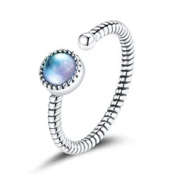 Inel Ajustabil din Argint Blue Opal