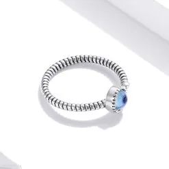 Inel Ajustabil din Argint Blue Opal - imagine 4
