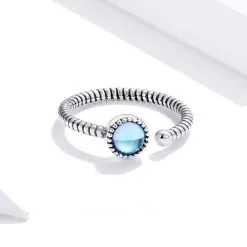 Inel Ajustabil din Argint Blue Opal - imagine 3