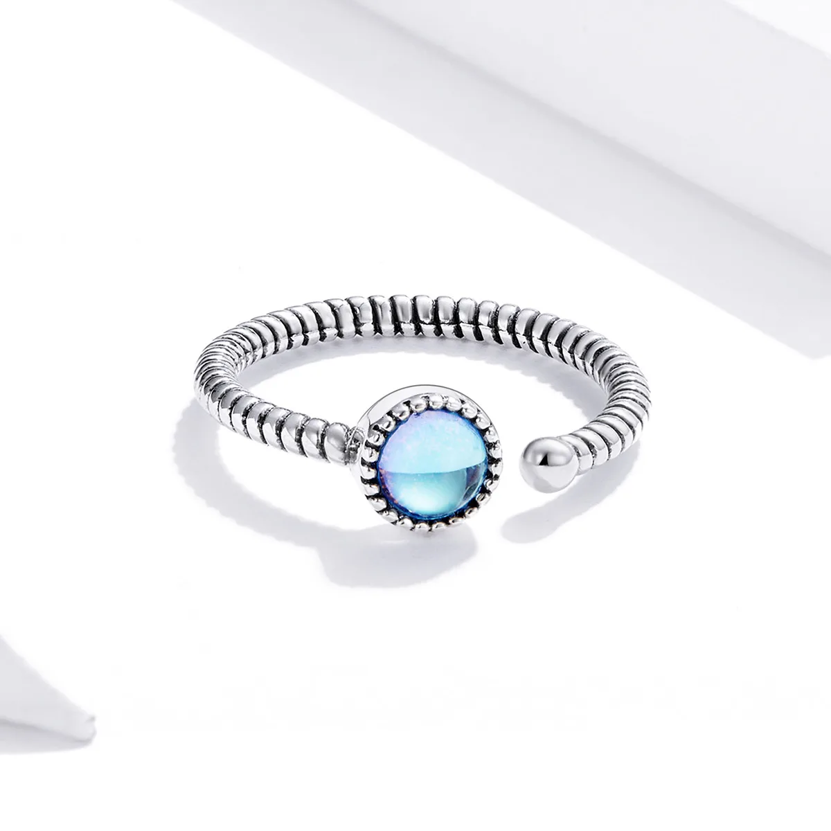 Inel Ajustabil din Argint Blue Opal - imagine 3