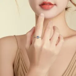Inel Ajustabil din Argint Blue Opal - imagine 5