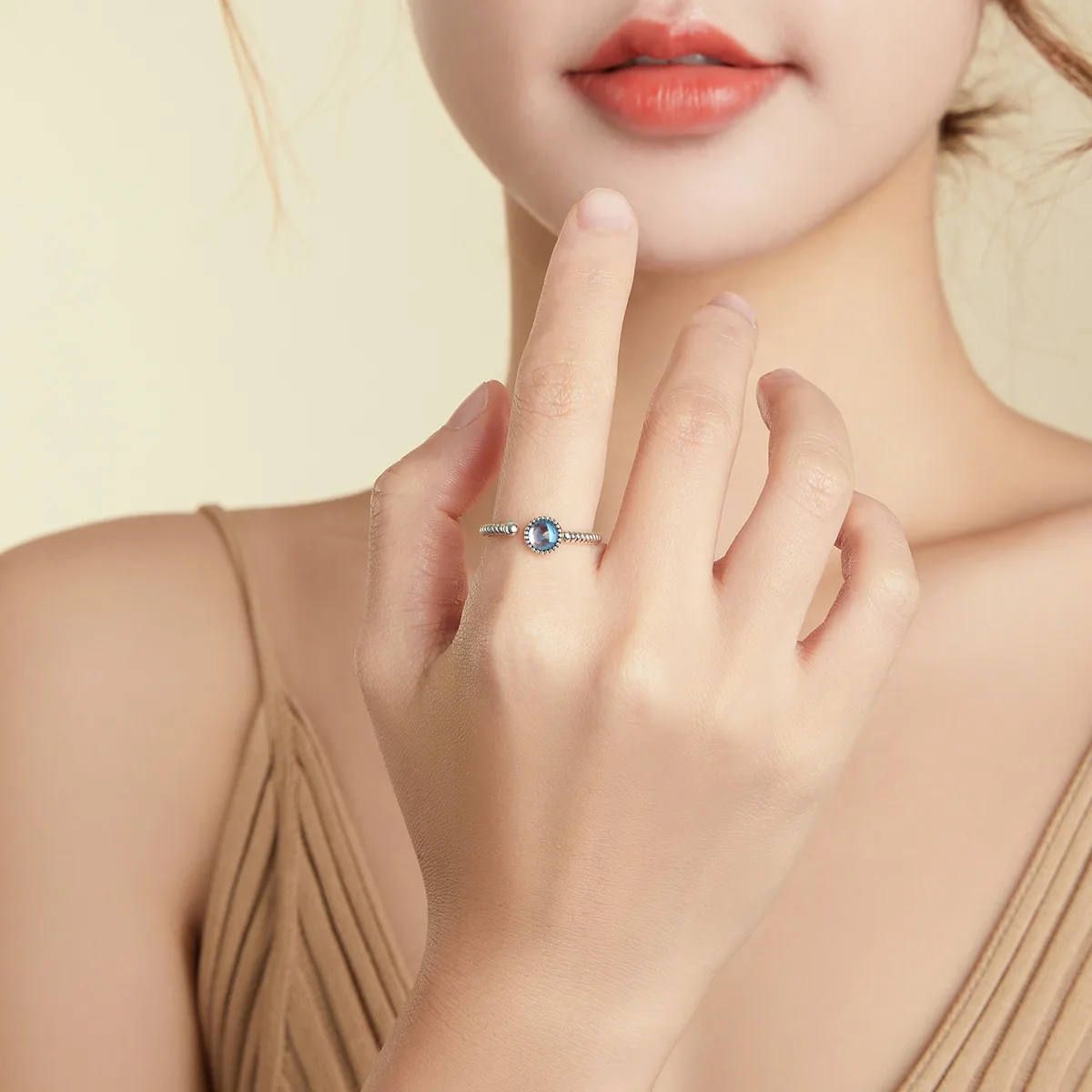 Inel Ajustabil din Argint Blue Opal - imagine 5