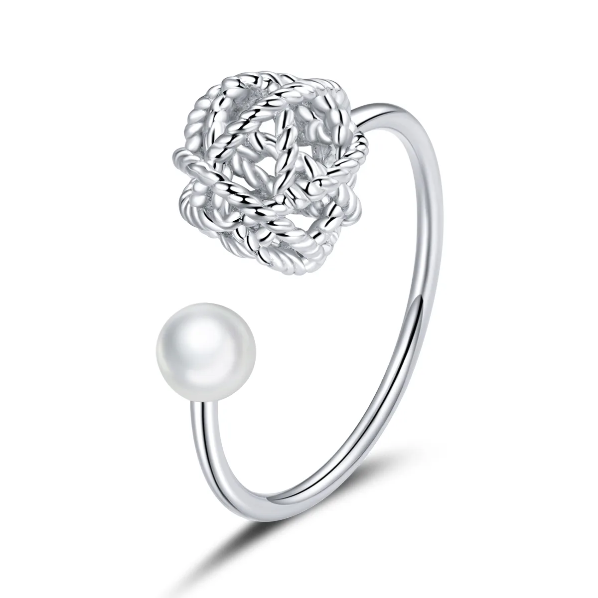 Inel Reglabil din Argint Pearl & Ball