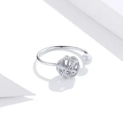 Inel Reglabil din Argint Pearl & Ball - imagine 6