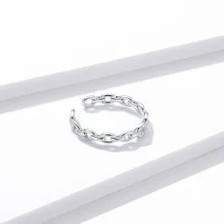 Inel Reglabil din Argint Geometric Chain - imagine 4