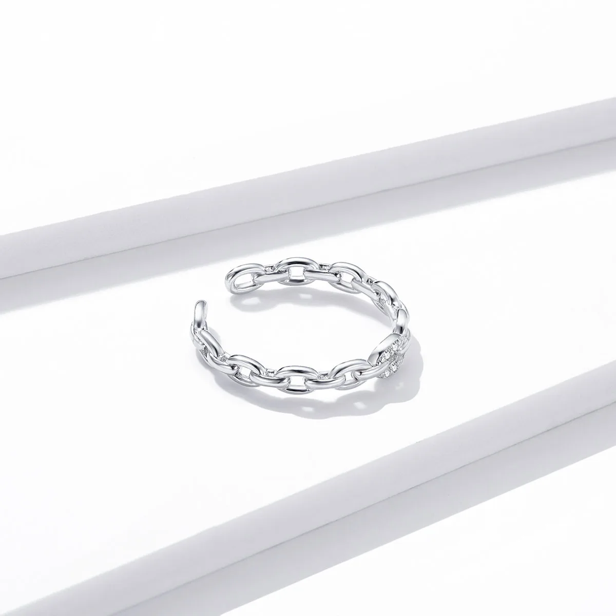 Inel Reglabil din Argint Geometric Chain - imagine 4
