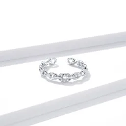 Inel Reglabil din Argint Geometric Chain - imagine 3