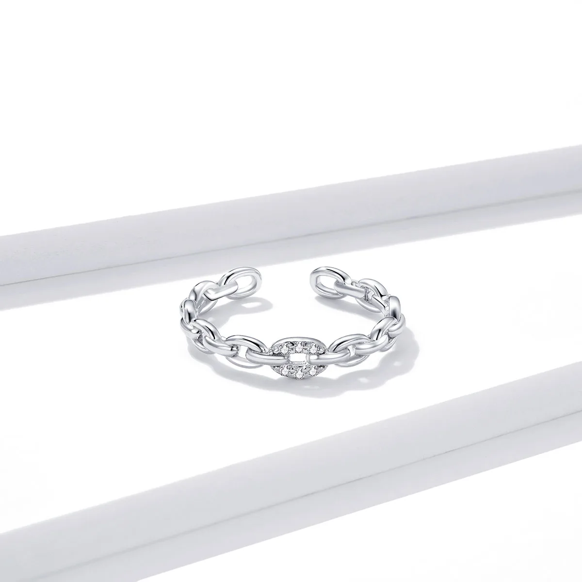 Inel Reglabil din Argint Geometric Chain - imagine 3