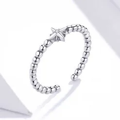 Inel Reglabil din Argint Beads and Star - imagine 4