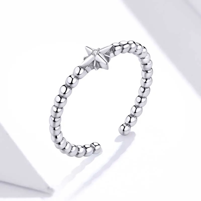 Inel Reglabil din Argint Beads and Star - imagine 4