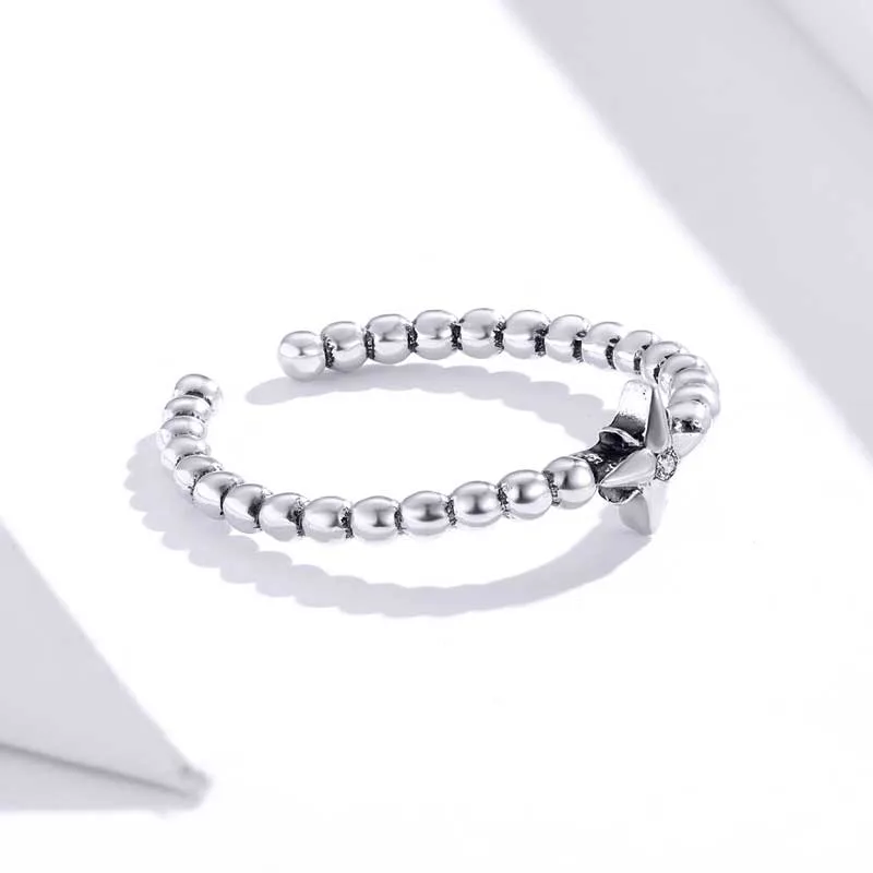 Inel Reglabil din Argint Beads and Star - imagine 5