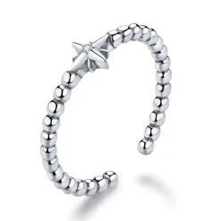 Inel Reglabil din Argint Beads and Star