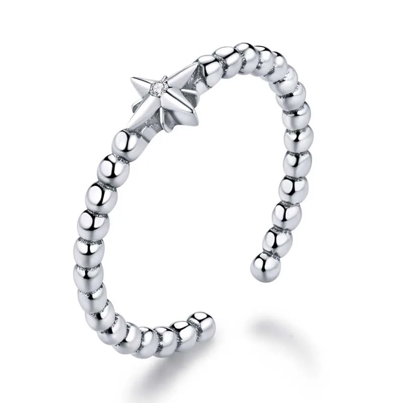 Inel Reglabil din Argint Beads and Star