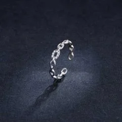 Inel Reglabil din Argint Geometric Chain - imagine 5