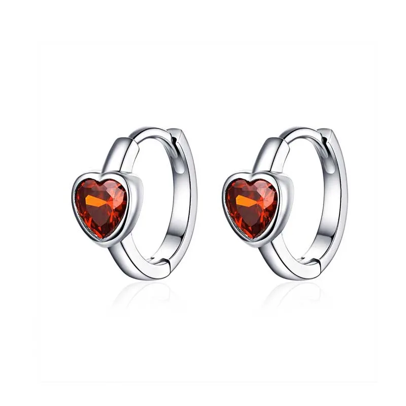 Cercei din Argint Red Heart